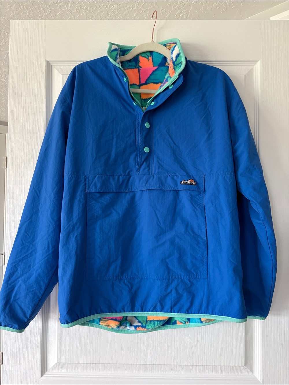 chubbies Reversible Royal Blue Windbreaker with Colorful Fleece Lining